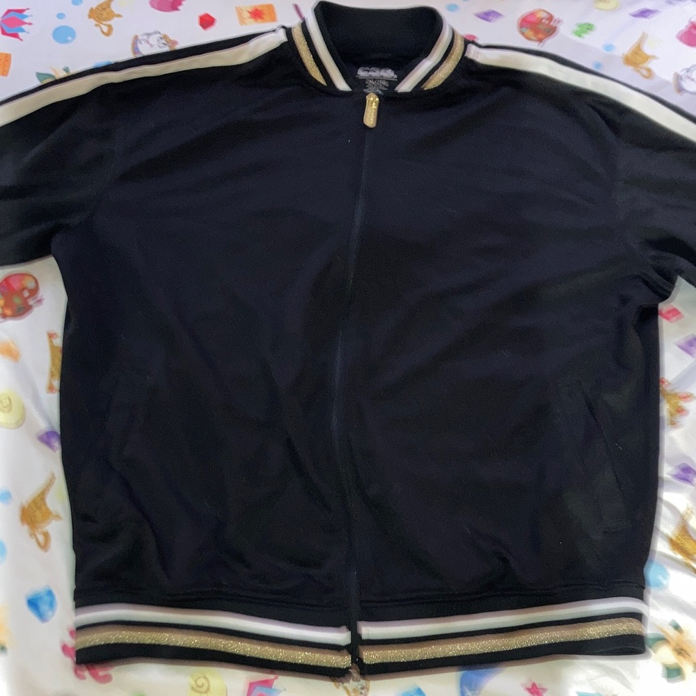 Vintage CSG Stylish Black Bomber Jacket with Gold Accents